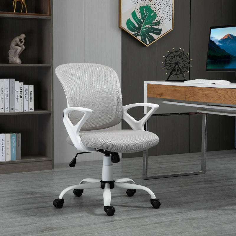 Vinsetto Grey Mesh Office Chair - Ergonomic Swivel Desk Chair with Lumbar Support & Adjustable Armrests