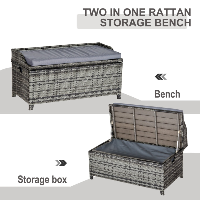 Mixed Grey Rattan Storage Bench