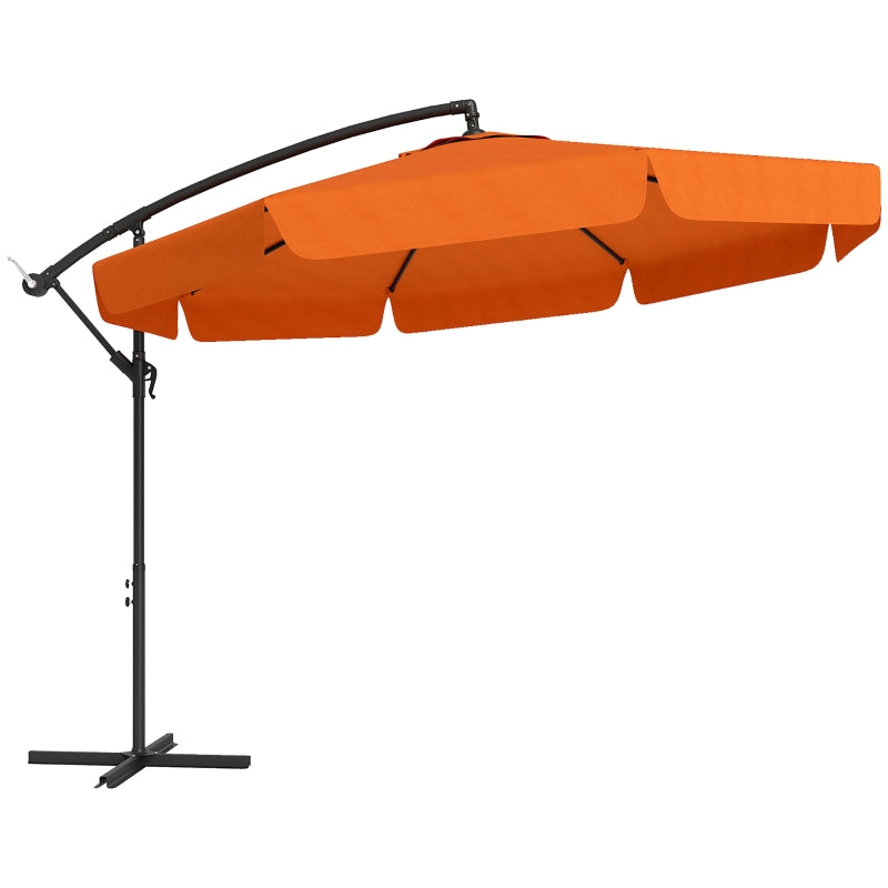 2.7m Orange Garden Cantilever Banana Parasol - Outdoor Umbrella for Patio and Deck