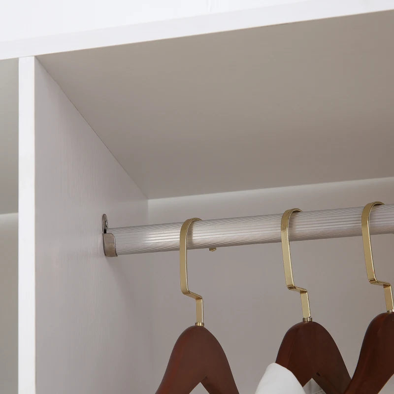 Double Mobile Open Wardrobe Storage Organizer with 6 Wheels Stylish White Design