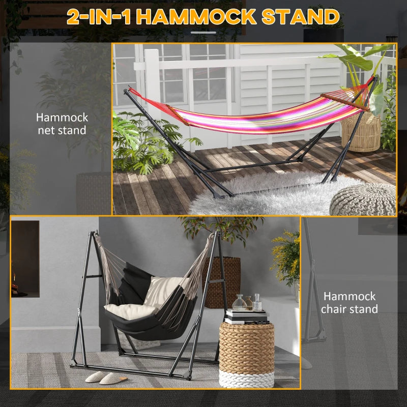 Portable Black Hammock Stand with Net, Carry Bag - 120kg Capacity