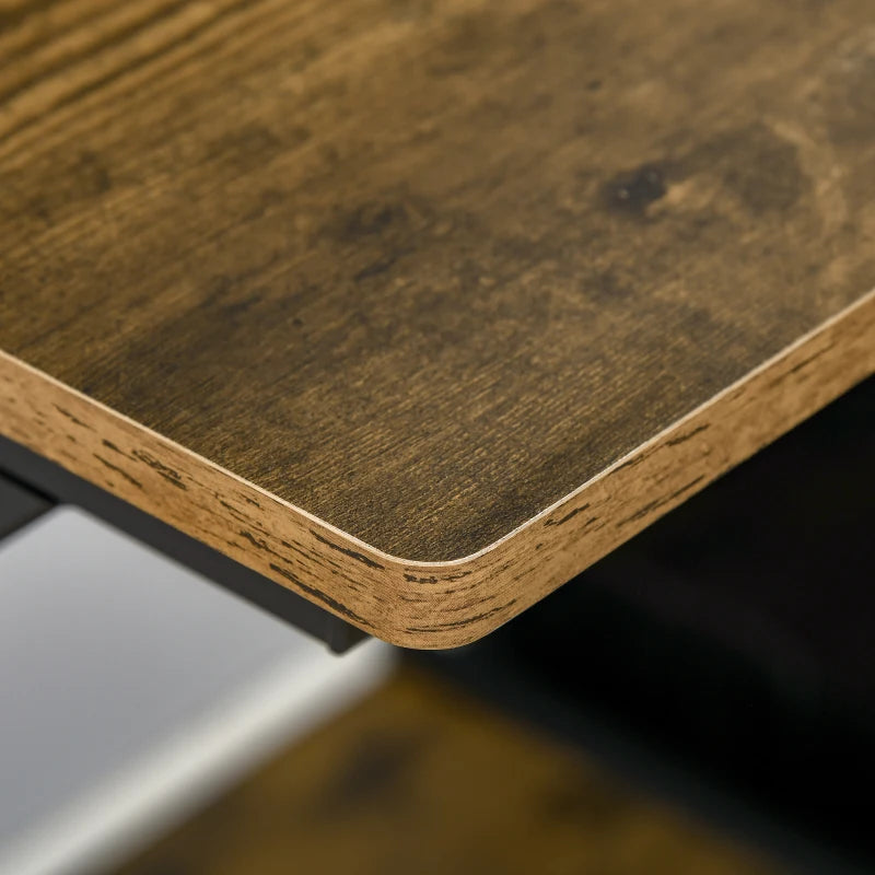 Industrial Computer Desk with Monitor Stand - 70x60cm Compact Home Office Desk for Small Spaces - Rustic Brown Finish