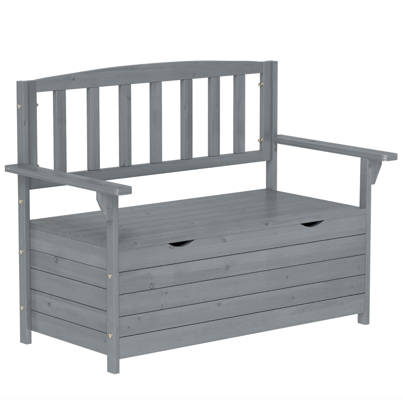 Grey Two-Seater Garden Storage Bench - Outdoor Furniture for Patio and Garden