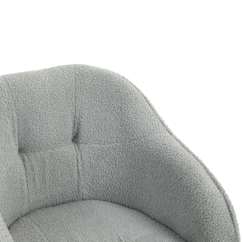 Comfortable Teddy Fleece Swivel Office Chair in Grey - Ergonomic Design for Home and Office Use