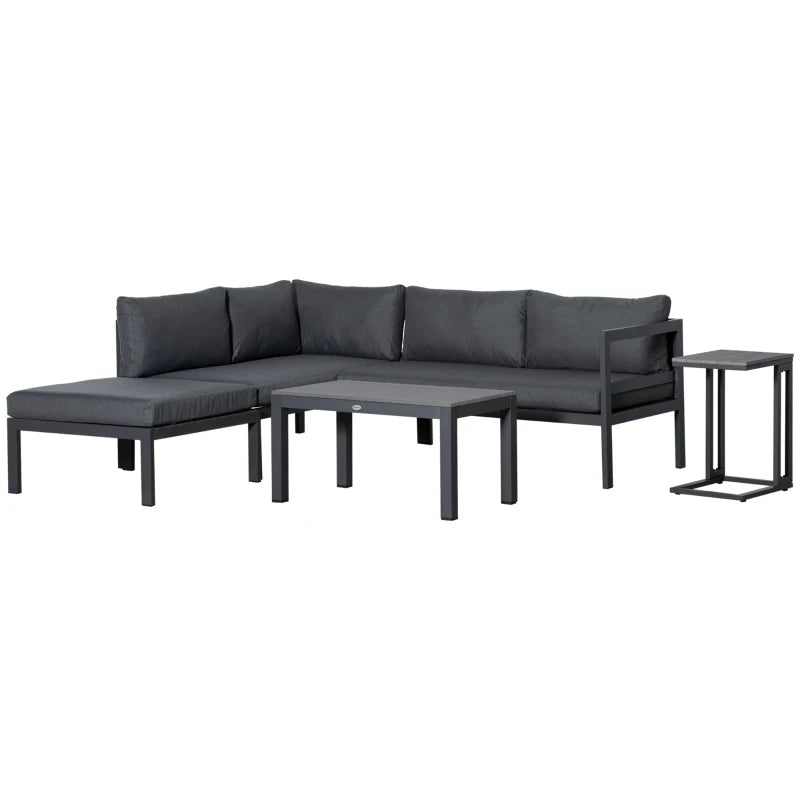 5-Piece Aluminium Framed Sofa With Black Cushions
