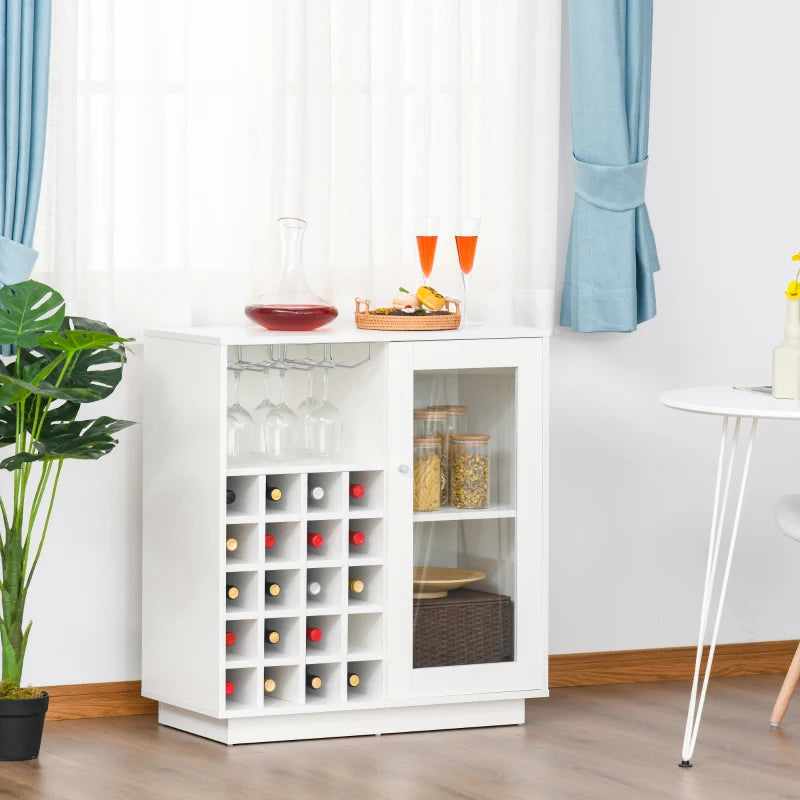 Modern Wine Cabinet with Glass Door & 20-Bottle Rack - Stylish Cupboard for Living Room, Home Bar, Dining Room Decor