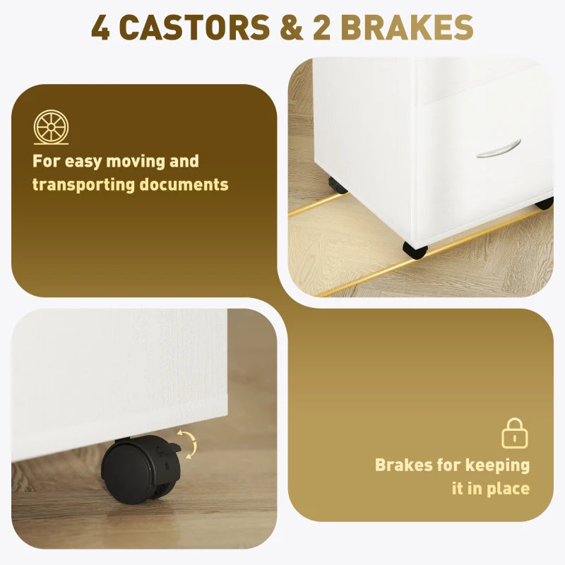 Lockable Two Drawer Filing Cabinet - White Wood Grain - Secure Storage Solution for Home or Office Organization