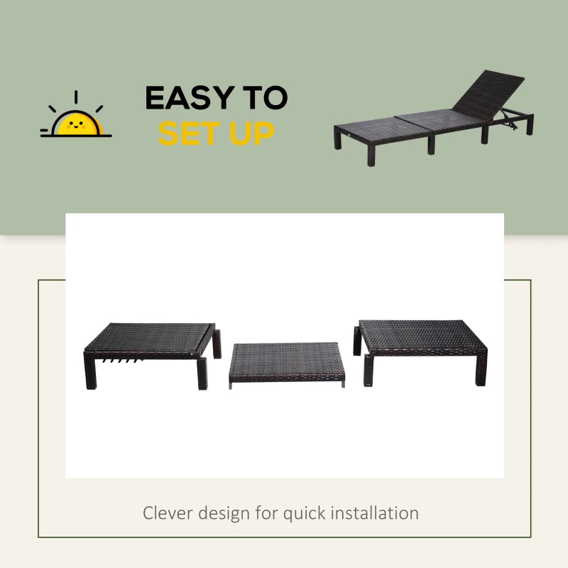 White Rattan Sun Lounger with Padded Cushion & Headrest