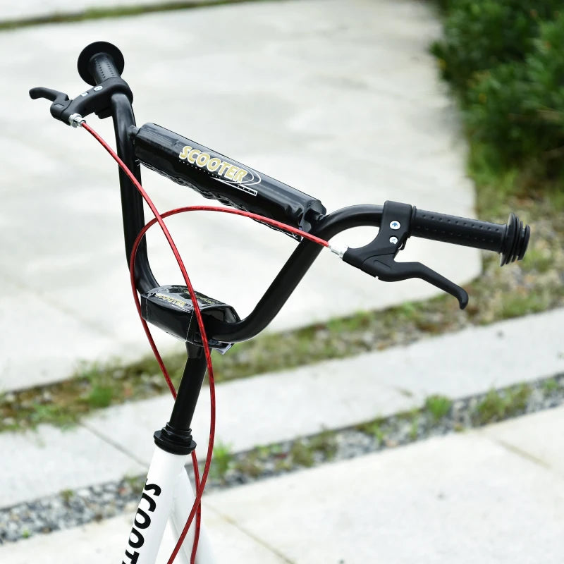 Adjustable Kick Scooter for Kids 5+ | Anti-Slip Deck, Dual Brakes, Rubber Tyres | Boys & Girls - White