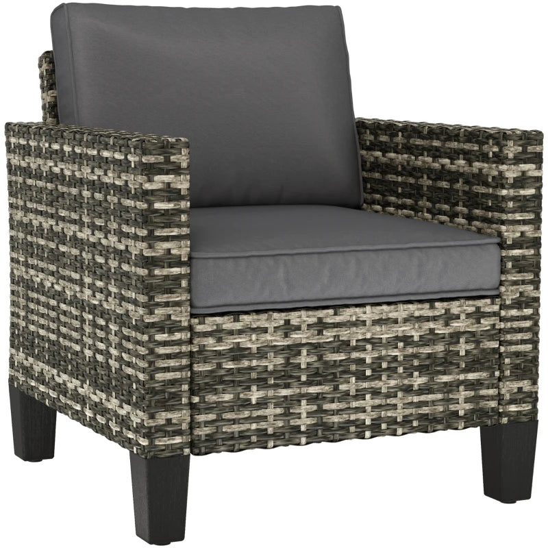 Light Grey Rattan Armchair with Cushions - Single Size