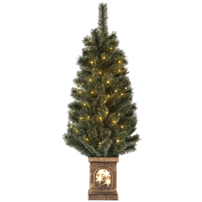 4ft Realistic Artificial Christmas Tree with 80 Warm White LED Lights & Remote - 8 Modes, Perfect for Holiday Decor