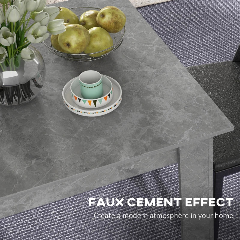 Modern Square Dining Table - Small Faux Cement Effect, Space Saving Design, Non-Slip Foot Pads, Cement Grey Finish
