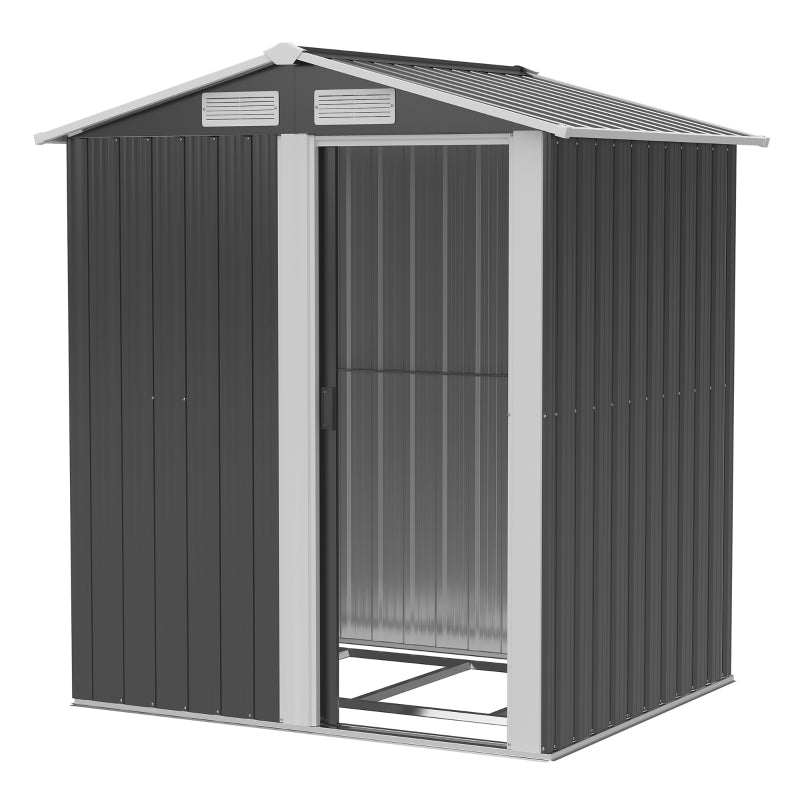 152 x 132 x 188cm Sloped Roof Grey Metal Shed