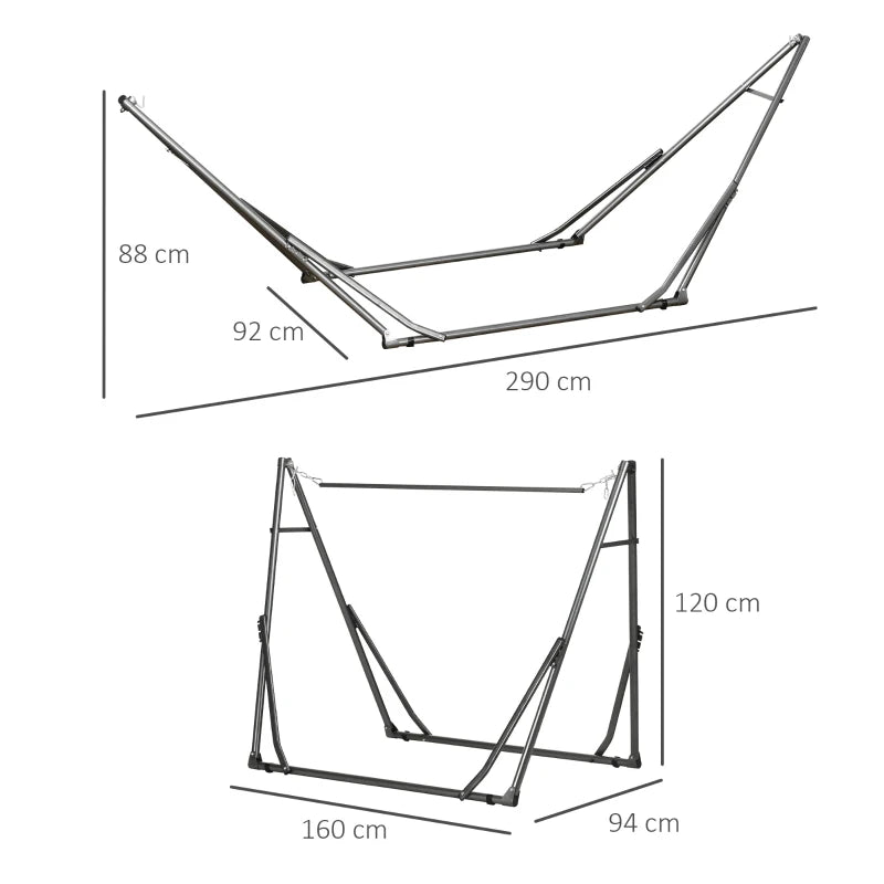 Black Foldable Hammock Stand with 2-in-1 Net & Clothes Rack, 120kg Capacity