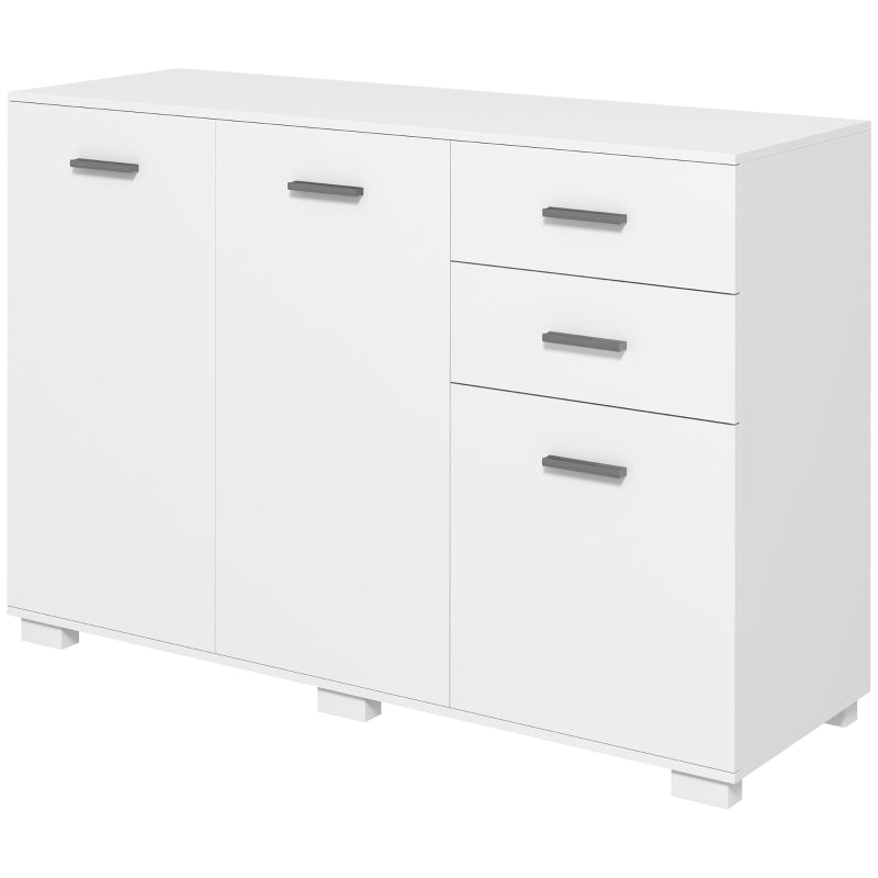 Modern White Sideboard Storage Cabinet with 2 Drawers and 3 Doors Adjustable Shelves for Living Room and Dining Room