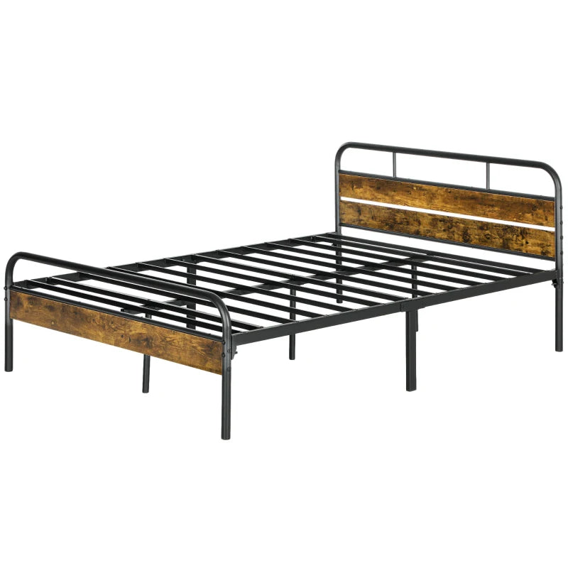 Industrial-Style Double Bed Frame in Black and Brown for Modern Bedrooms