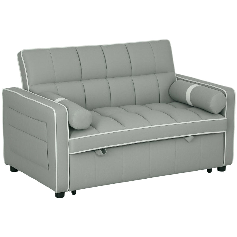 Light Grey Two-Seater Linen-Look Sofa Bed for Stylish Living Spaces