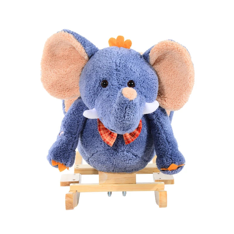 Children's Elephant Rocking Seat with Sound - Blue/Beige - Fun and Safe Baby Rocker for Playtime