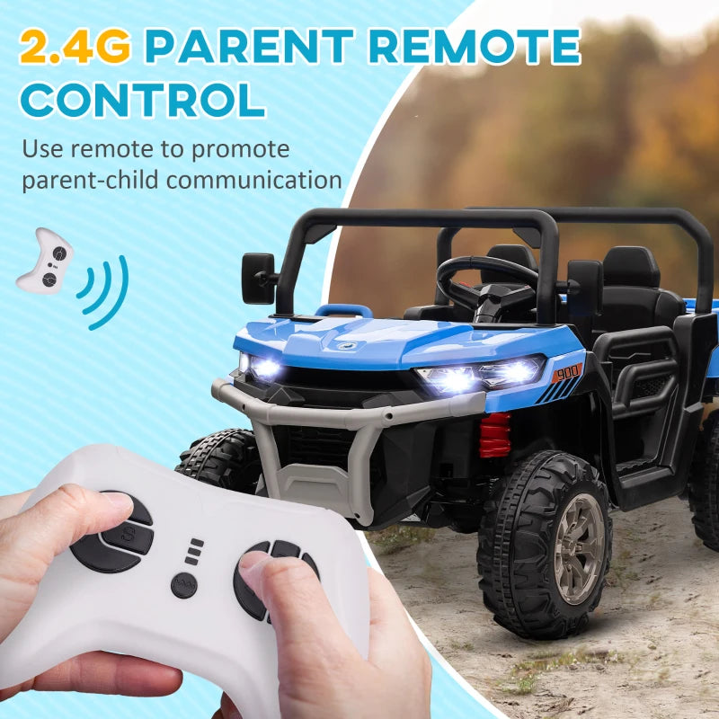 Blue 12V Electric Ride-On Car for Kids with Remote Control and Bucket Seat