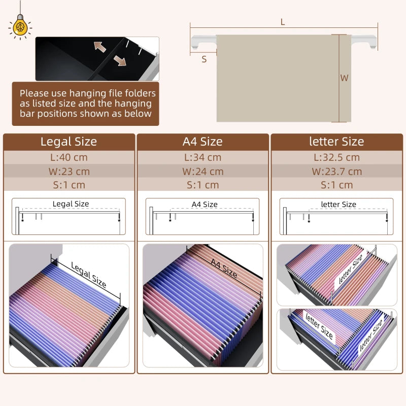 Vinsetto 2-Drawer Vertical Filing Cabinet with Lock & Wheels - Mobile Steel File Cabinet for A4, Legal, Letter Size - White