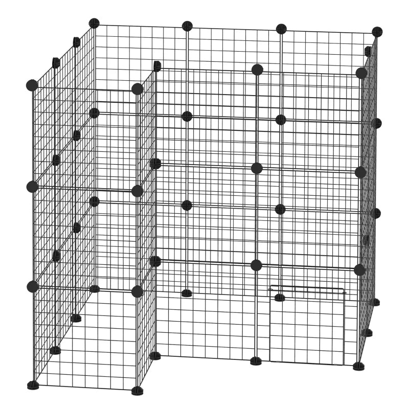 DIY Metal Wire Pet Playpen - 36 Panel Indoor/Outdoor Enclosure for Rabbits & Small Animals - Black Fence