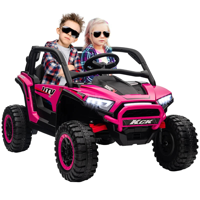 Pink 2 Seater Electric Ride On Truck with Remote Control 24V Battery Powered Car