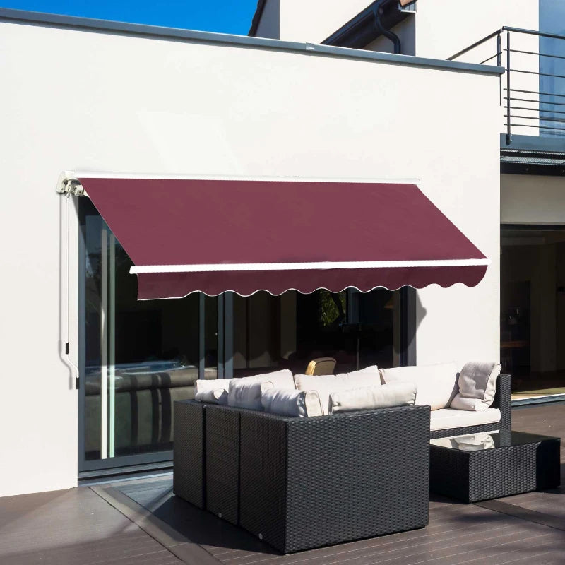 3m x 2.5m Red Manual Retractable Awning - Water Resistant