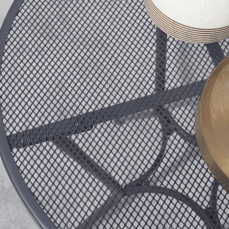 Dark Grey Metal Round Garden Bistro Table - 60cm