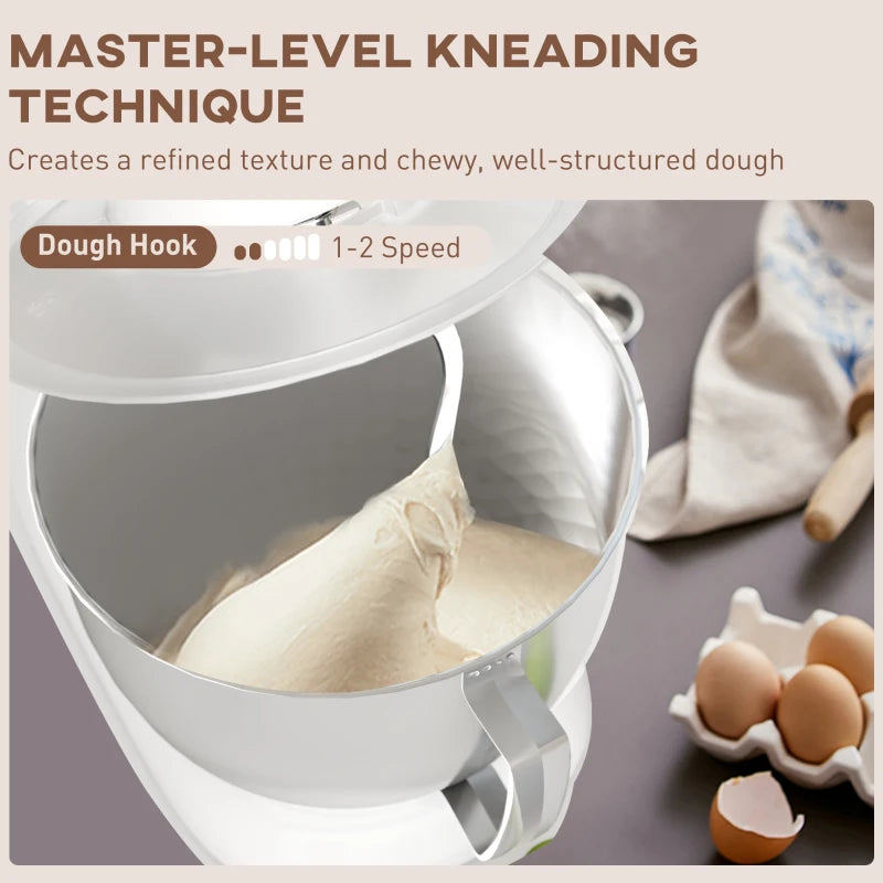 Premium 1300W White Kitchen Stand Mixer with Accessories - Powerful, Versatile, Ideal for Baking and Cooking Enthusiasts