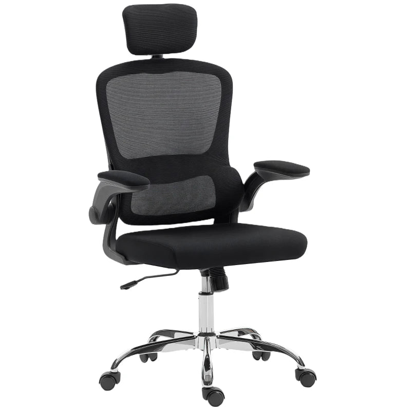 Ergonomic Mesh Back Office Chair with Lumbar Support - Stylish Black Design for Comfort and Productivity