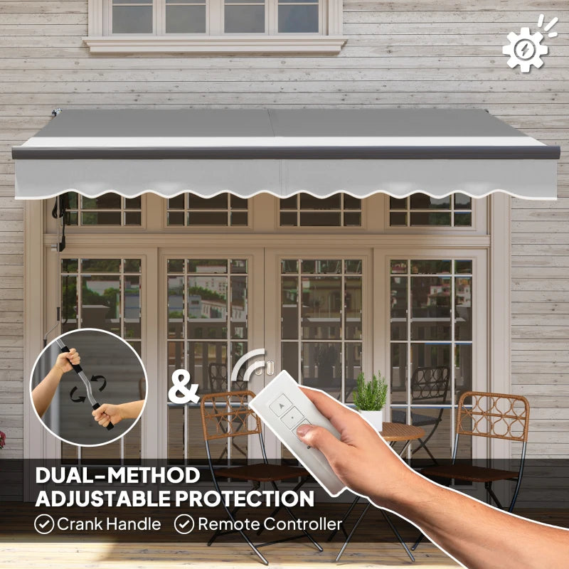 3m x 2.5m Light Grey Electric Retractable Awning with Remote Control & Aluminium Frame – UV30+ Sun Shade Canopy for Patio, Garden, Deck, Door or Window