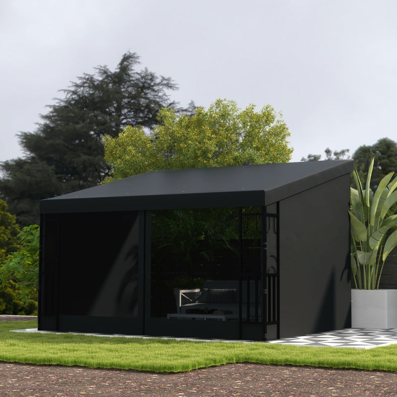 Black Lean-To Pergola