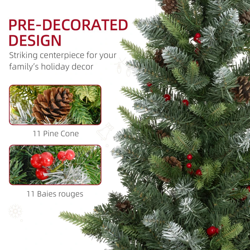 Set of 2 Pre-Lit 3ft Christmas Trees with Berries & Pinecones - Perfect Holiday Decor for Home & Office
