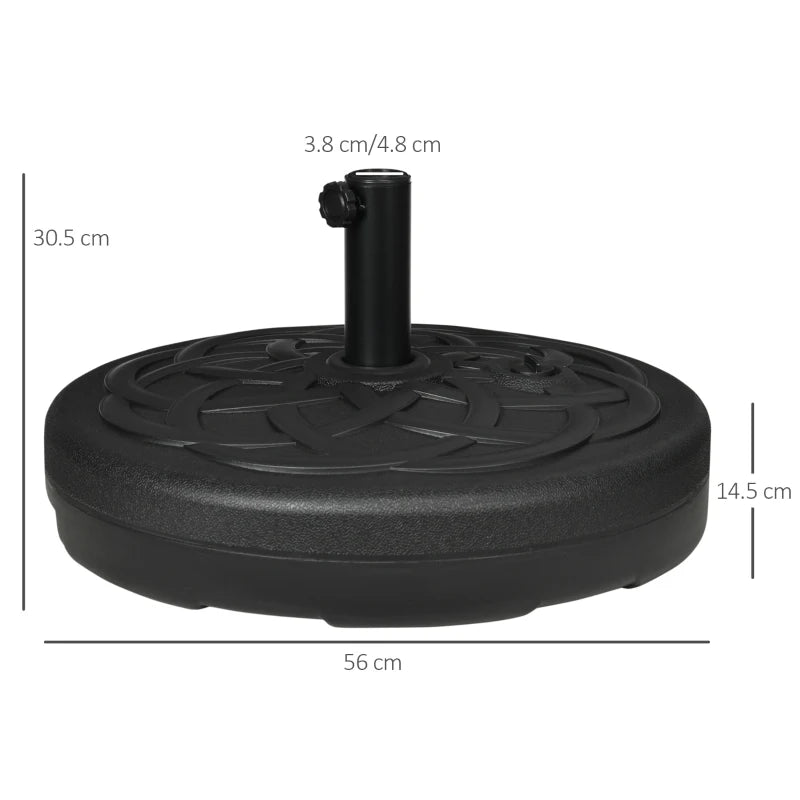 Black Garden Umbrella Stand Weight - 25kg Water or 35kg Sand Fill