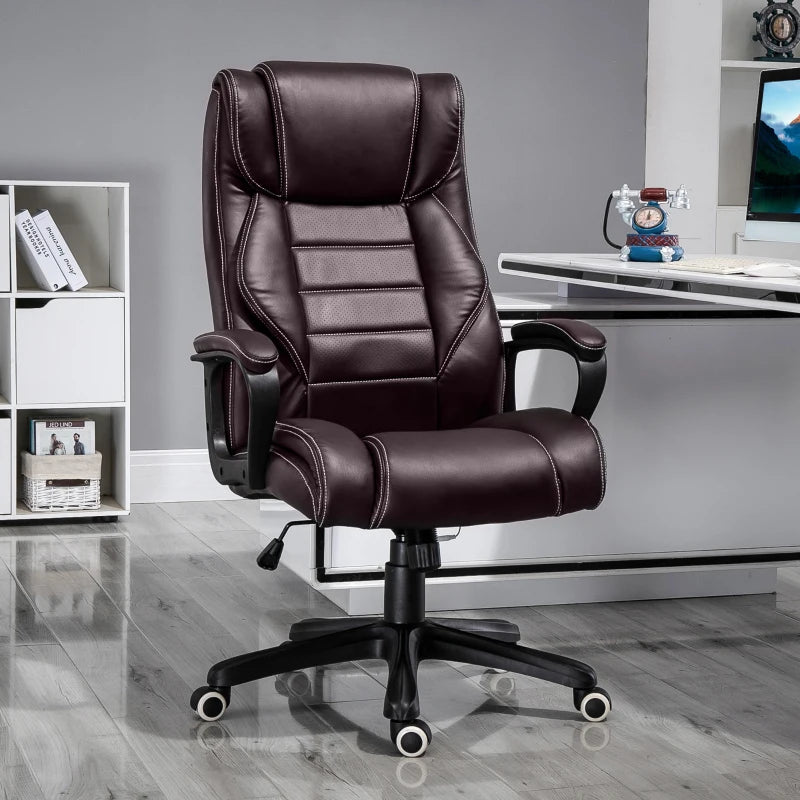 Vinsetto Brown Office Chair with 6-Point Massage, Padded Seat & Armrests, Adjustable Tilt Function for Home & Office