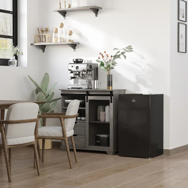 Compact 91L Under Counter Fridge with Chiller Box, Removable Shelf, Reversible Door & Adjustable Legs - Black Mini Refrigerator