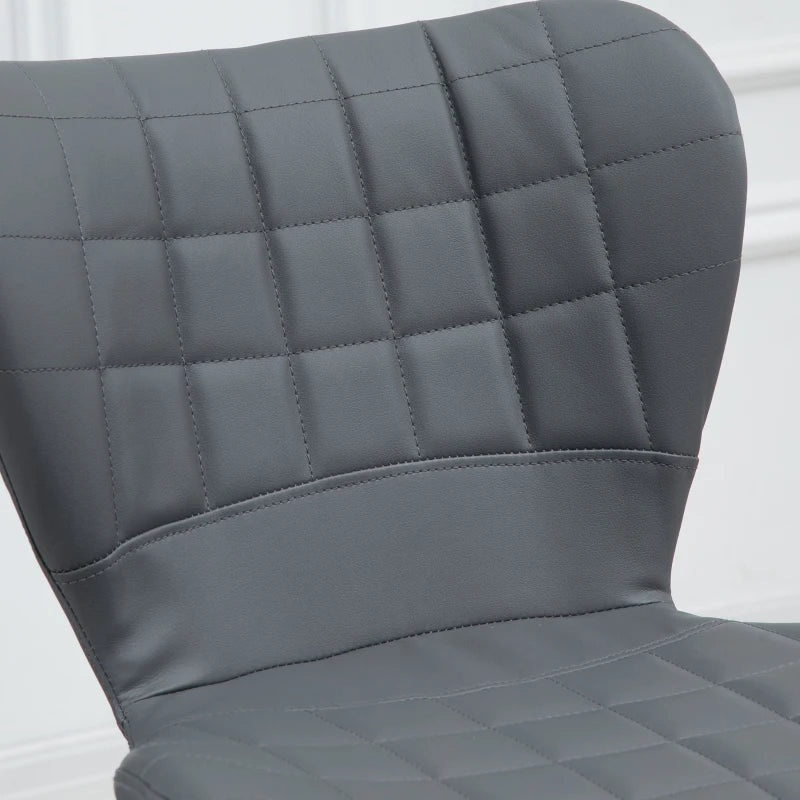 Adjustable Height Swivel Bar Stools Set of 2 - Grey PU Leather Chairs with Backrest & Footrest