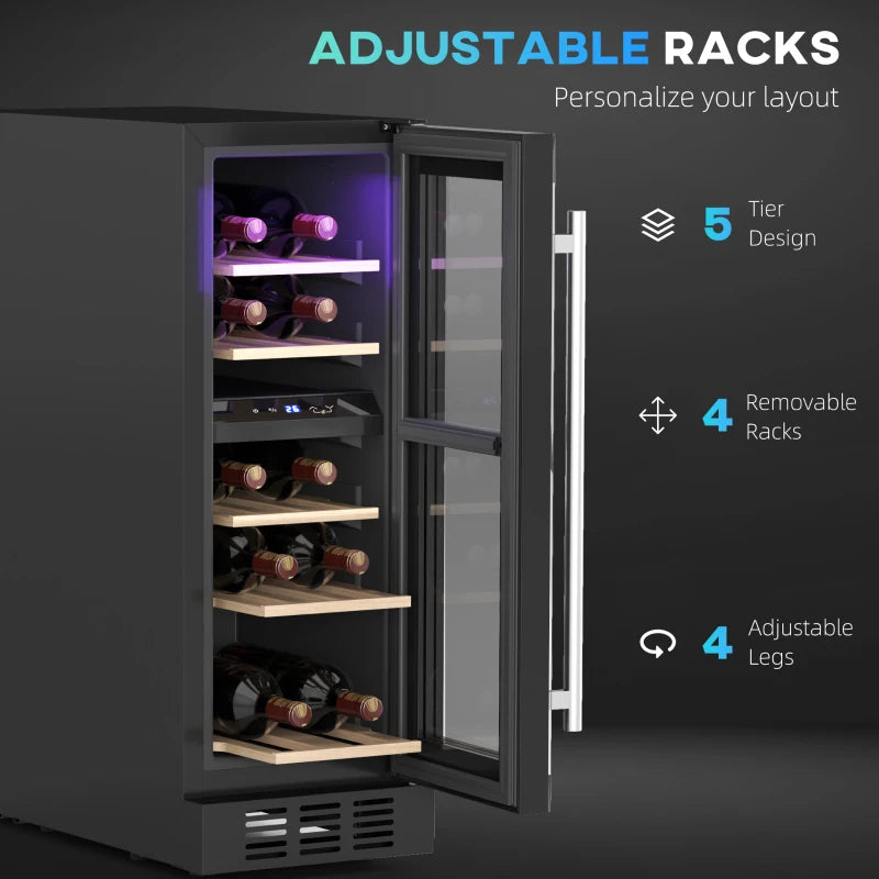 16 Bottle Dual Zone Wine Fridge - Black | Adjustable Temperature 5-18°C | Perfect for Wine Lovers & Collectors