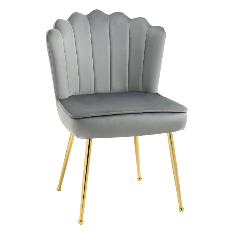 Velvet-Feel Grey Shell Accent Chair for Stylish Living Room Decor