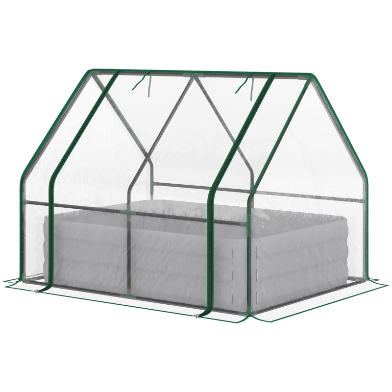 Green Steel Raised Garden Bed with Clear Cover, 127L x 95W x 92H cm