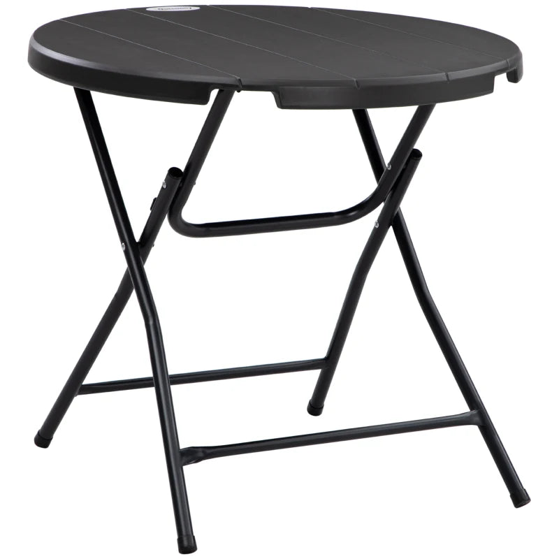 Dark Grey Foldable Round Outdoor Dining Table for 4, 80 x 80 x 73 cm