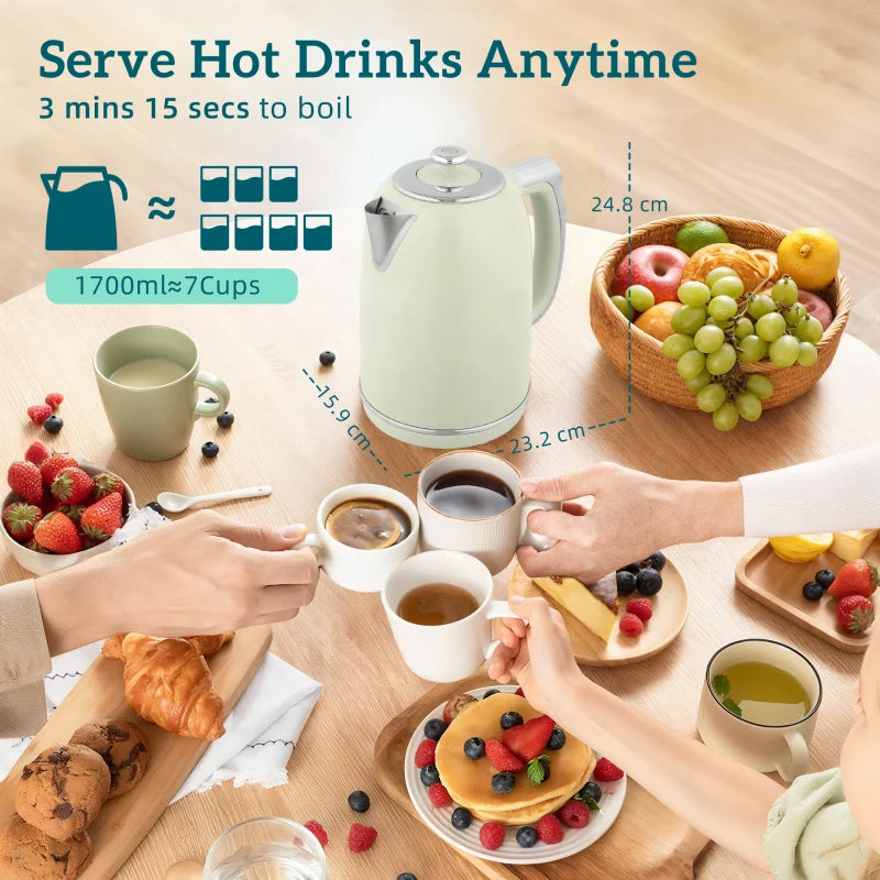 Polished Retro Grey Kettle and Toaster Set - Stylish 40-100°C Temperature Control for Modern Kitchens