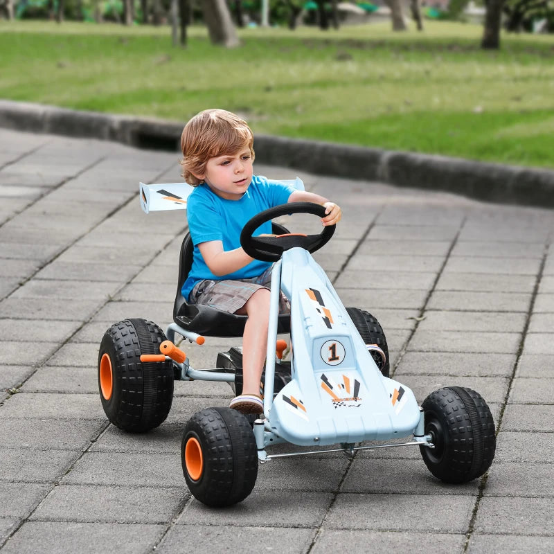 Kids Pedal Go Kart - Manual Ride On Car with Brake, Gears, Steering Wheel & Adjustable Seat - Outdoor Fun Vehicle 97x66x59cm