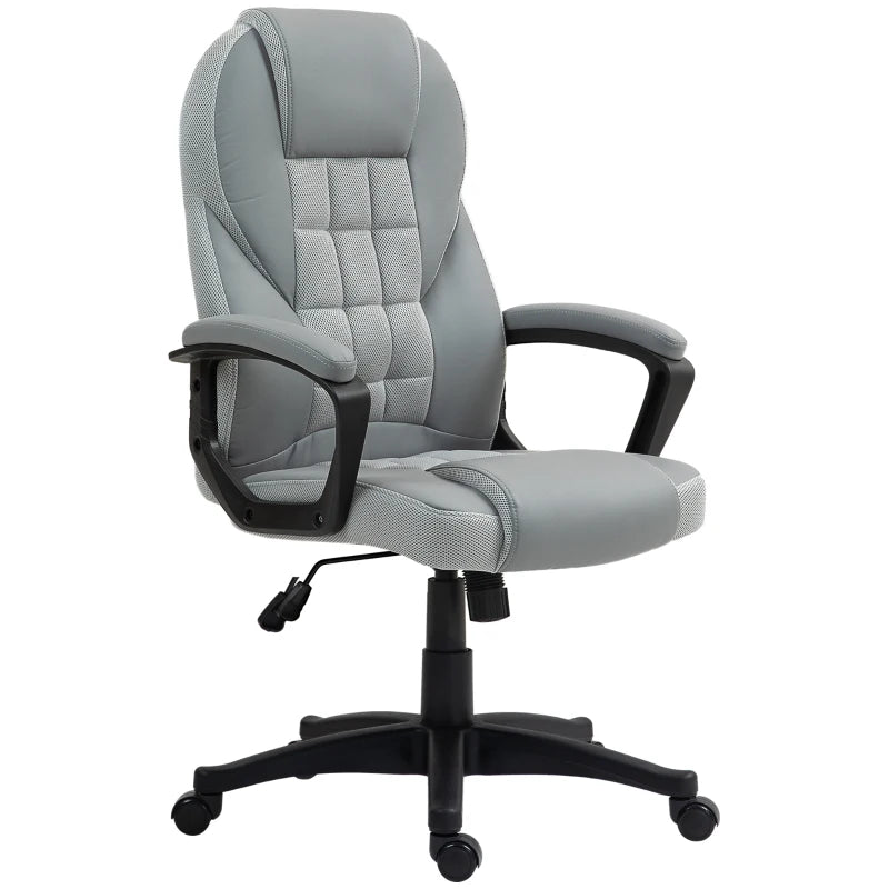 Ergonomic Grey Faux Leather Office Chair - Stylish, Comfortable Desk Seating for Home & Office Use