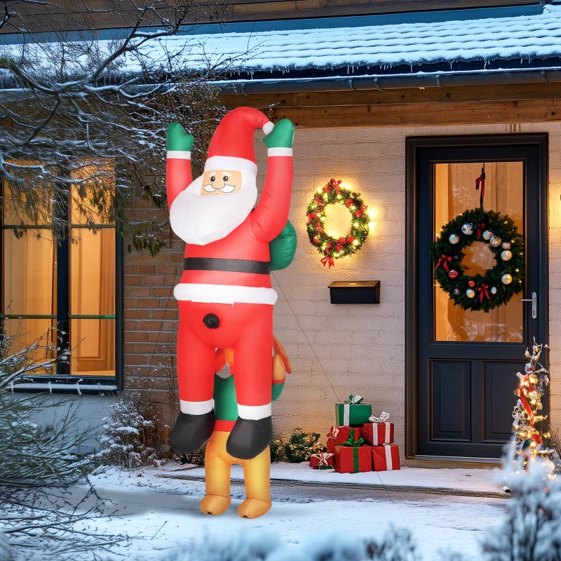 7FT Inflatable Santa with Dog - LED Christmas Decoration for Indoor & Outdoor Holiday Home Decor