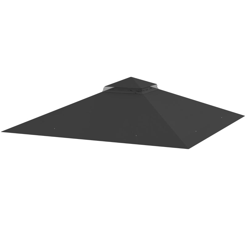 3mx3m Black Replacement Gazebo Canopy - Double Tier Roof Top for Garden, Patio, Outdoor Use (Top Only)