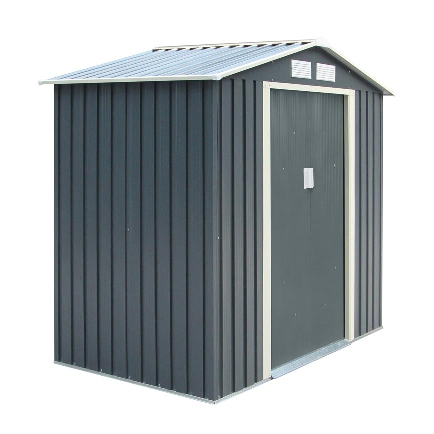 6x4 Metal Apex Shed Dark Grey