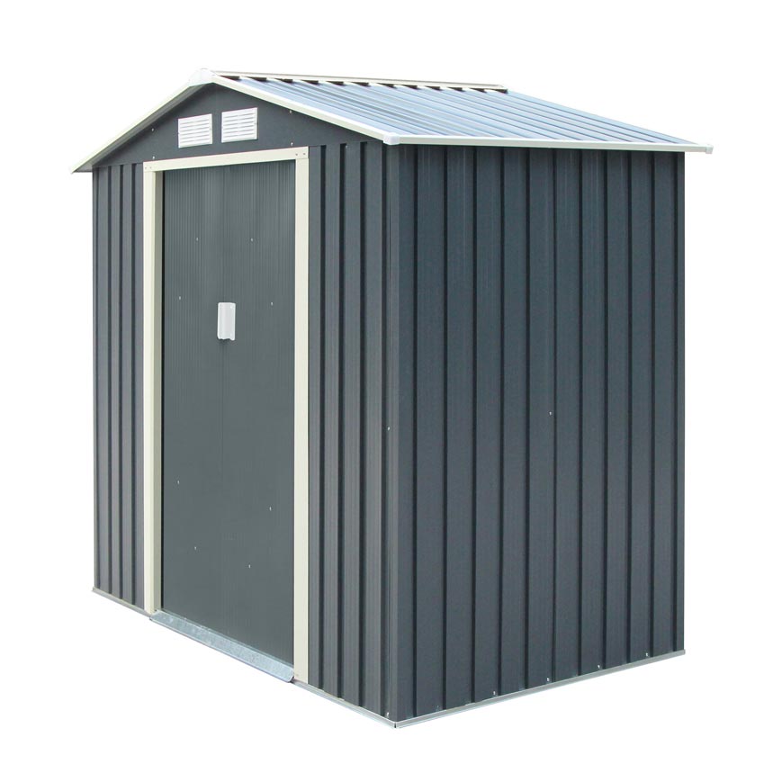 6x4 Metal Apex Shed Dark Grey