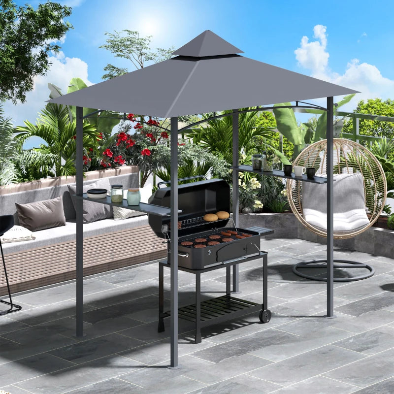 Double-Tier Grey BBQ Gazebo Canopy - 2.5M (8ft)