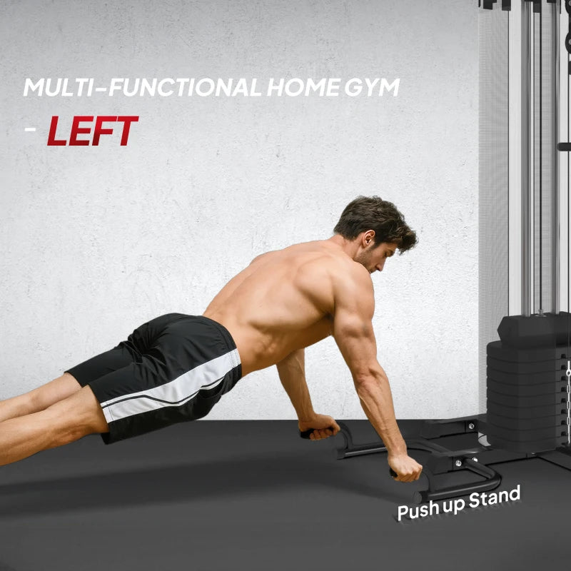 Multi Gym Workout Station with 65kg Weight Stack Sit Up Bench Push Up Stand and Dip Station for Home Fitness